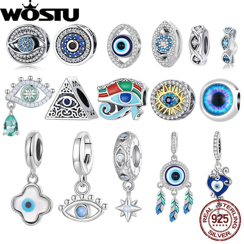 Evil Eye Bracelet - Wostu Colgante de Plata de Ley