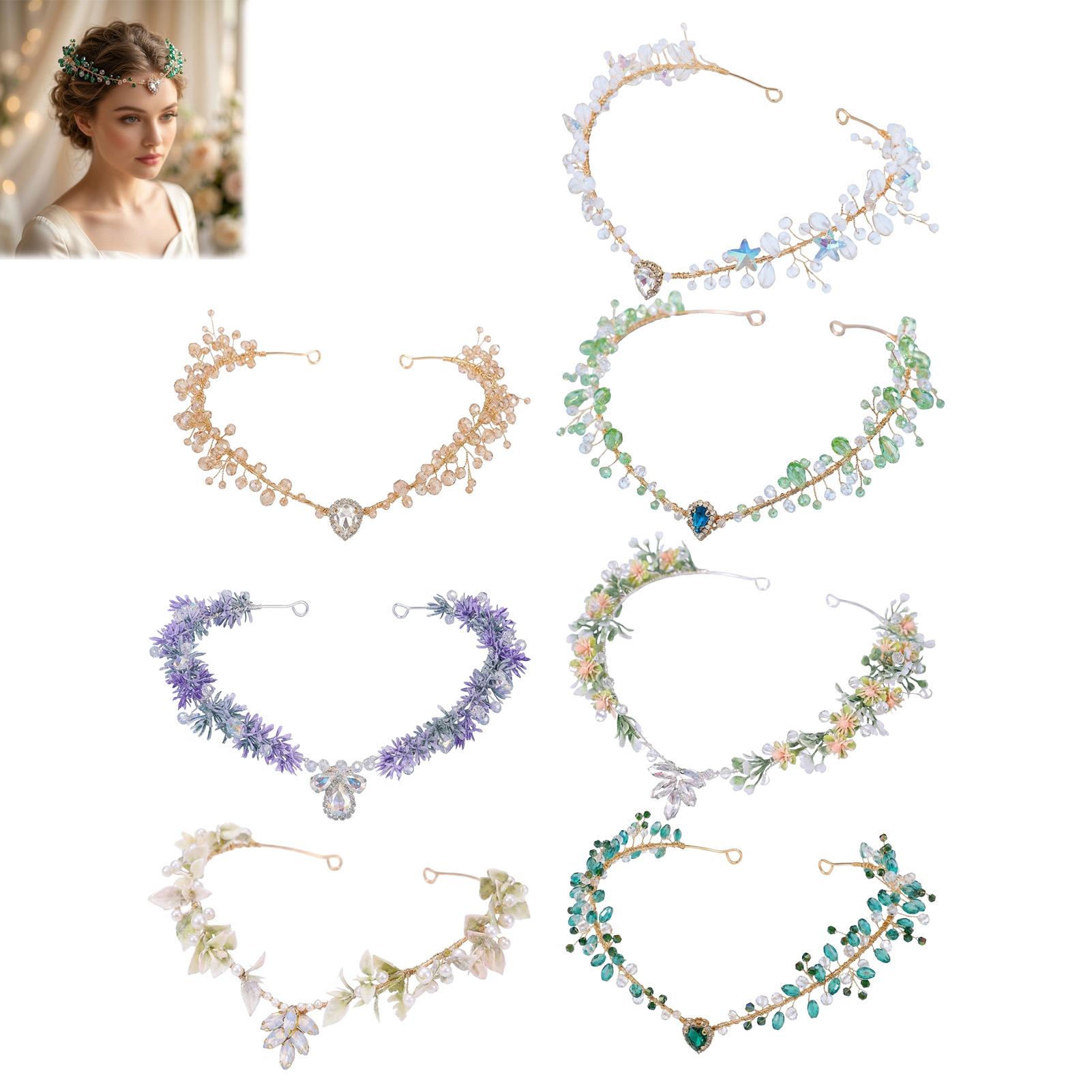 Women Accessories For Wedding - Diadema nupcial triangular de cristal, tocado