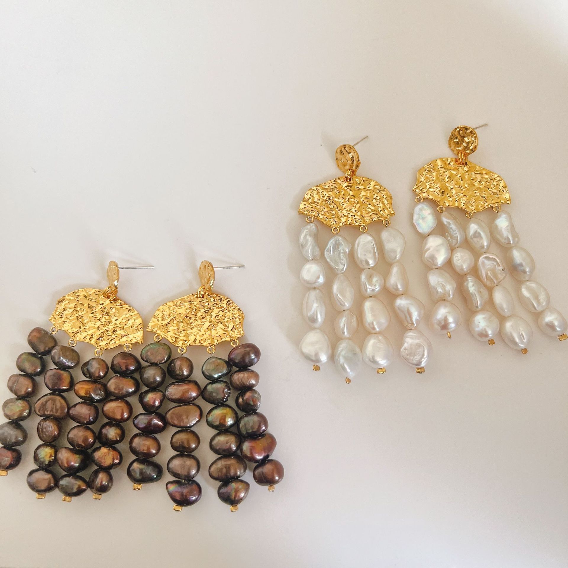 Tassel Earrings Boho - Pendientes de latón con borla de