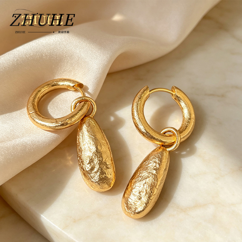 Women'S Accessories Accessorize - Pendientes de Aro Colgantes con Textura