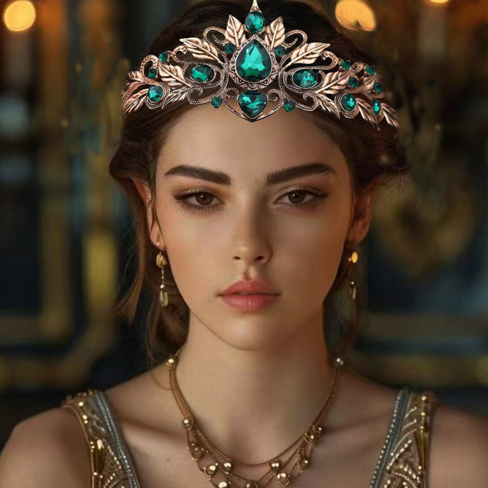 Women Accessories For Wedding - Corona de Pelo Redonda Estilo Barroco