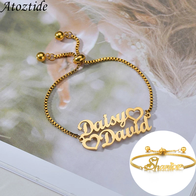 Women Accessories Gift Box - Atoztide-pulsera personalizada con 1-2 nombres, dijes