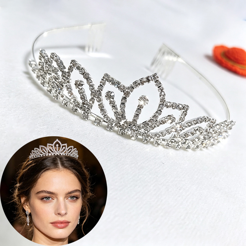 Women Accessories For Wedding - Corona de Diamantes de Imitación Brillantes
