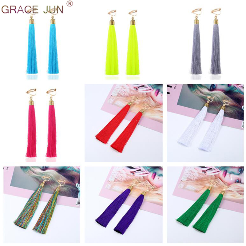 Pendientes de Clip de fibra co - Tassel Earrings Boho reseña y precio