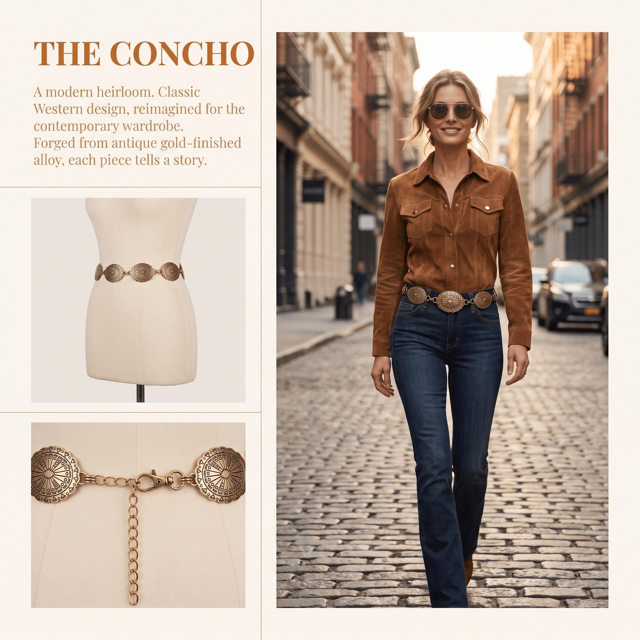Cinturón de Cadena con Conchos - Women'S Jeans Accessories Chain reseña y precio